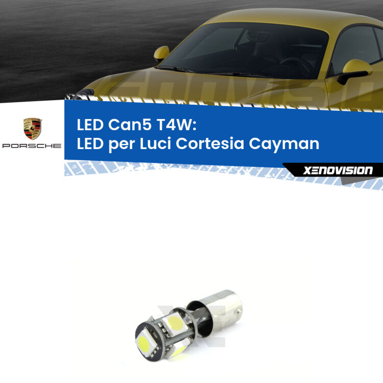 <strong>luci cortesia LED per Porsche Cayman</strong> 987 2005 - 2013. Lampadina <strong>Ba9s</strong> Canbus compatta da Xenovision.