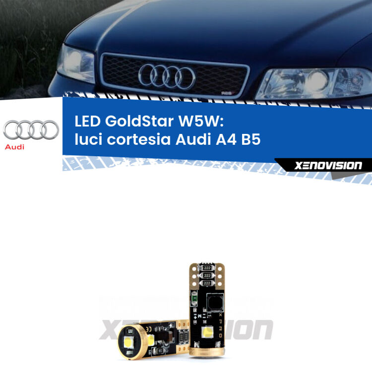 <strong>Luci Cortesia LED Audi A4</strong> B5 posteriori: ottima luminosità a 360 gradi. Si inseriscono ovunque. Canbus, Top Quality.