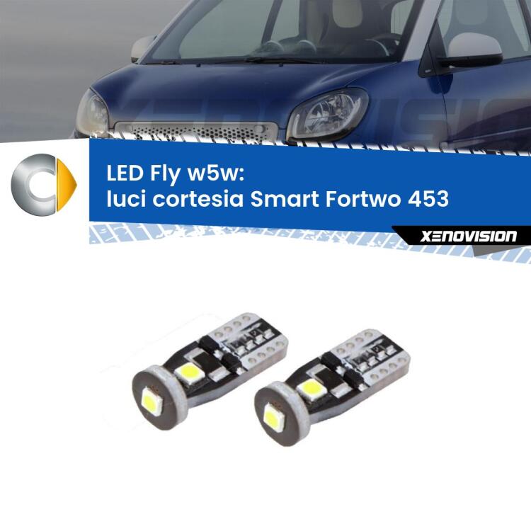 <strong>luci cortesia LED per Smart Fortwo</strong> 453 in poi. Coppia lampadine <strong>w5w</strong> Canbus compatte modello Fly Xenovision.