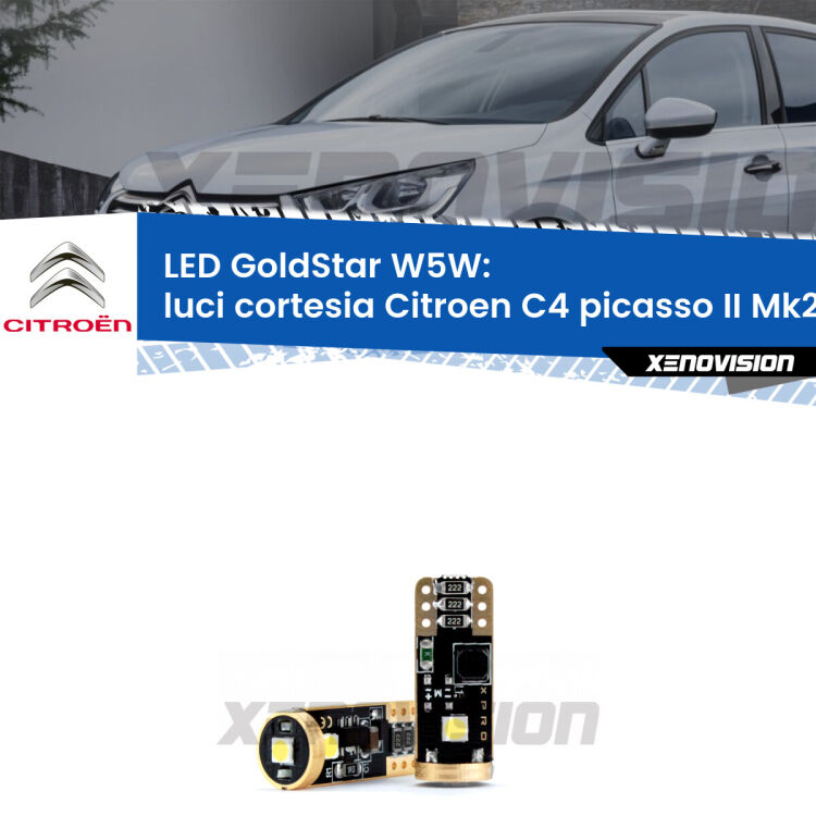 <strong>Luci Cortesia LED Citroen C4 picasso II</strong> Mk2 Versione 1: ottima luminosità a 360 gradi. Si inseriscono ovunque. Canbus, Top Quality.