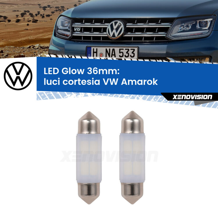 Luci Cortesia LED VW Amarok  posteriori: C5W Glow a Luce Calda (Coppia) <strong>Luci Cortesia LED luce calda per VW Amarok</strong>  posteriori. Coppia lampade <strong>C5W</strong> 36mm modello Glow di Xenovision.