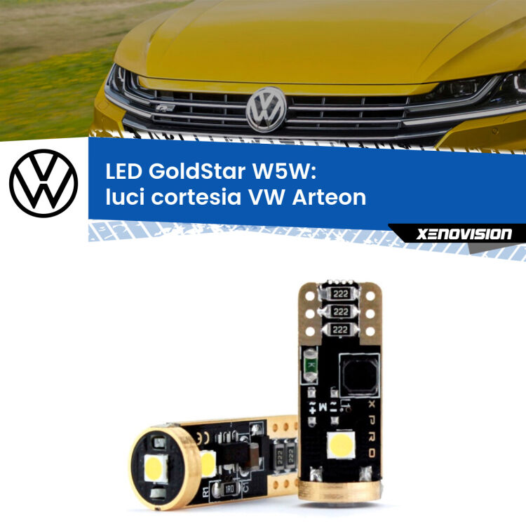 0 Luci Cortesia LED VW Arteon  2017 in poi: T10 GoldStar <strong>Luci Cortesia LED VW Arteon</strong>  2017 in poi: ottima luminosità a 360 gradi. Si inseriscono ovunque. Canbus, Top Quality.