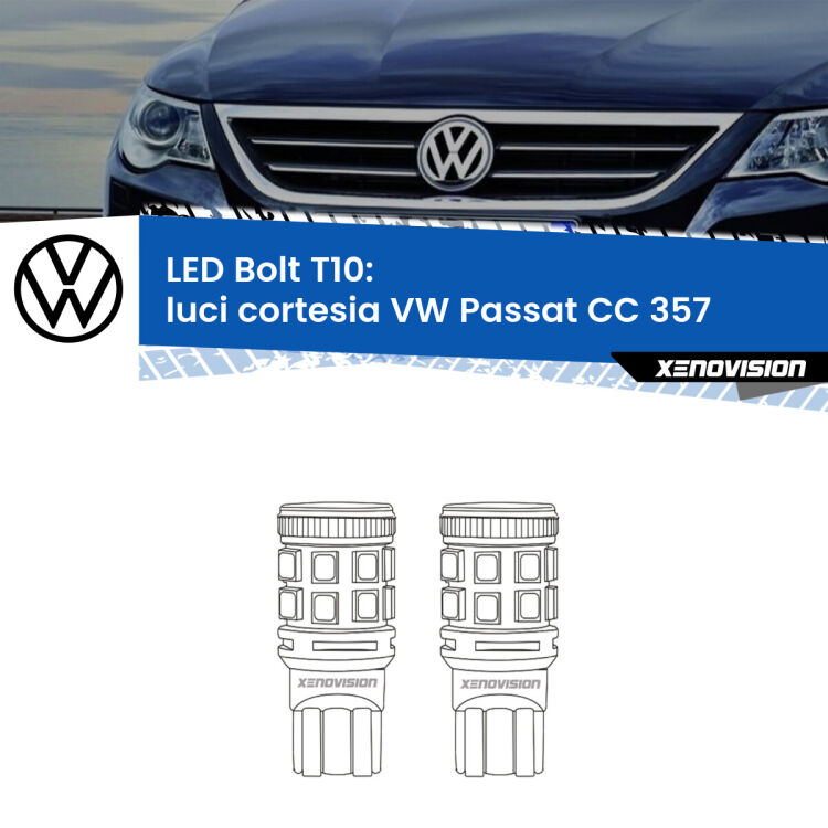 0 Luci Cortesia LED VW Passat CC 357 2008 - 2012: T10 Bolt <strong>Luci Cortesia LED per VW Passat CC</strong> 357 2008 - 2012. Coppia lampade <strong>T10</strong> modello Bolt canbus.