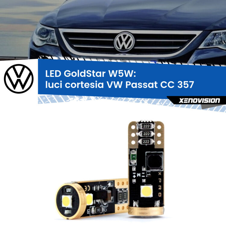 0 Luci Cortesia LED VW Passat CC 357 2008 - 2012: T10 GoldStar <strong>Luci Cortesia LED VW Passat CC</strong> 357 2008 - 2012: ottima luminosità a 360 gradi. Si inseriscono ovunque. Canbus, Top Quality.