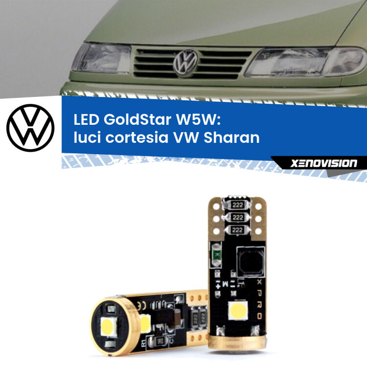 0 Luci Cortesia LED VW Sharan  posteriori: T10 GoldStar <strong>Luci Cortesia LED VW Sharan</strong>  posteriori: ottima luminosità a 360 gradi. Si inseriscono ovunque. Canbus, Top Quality.