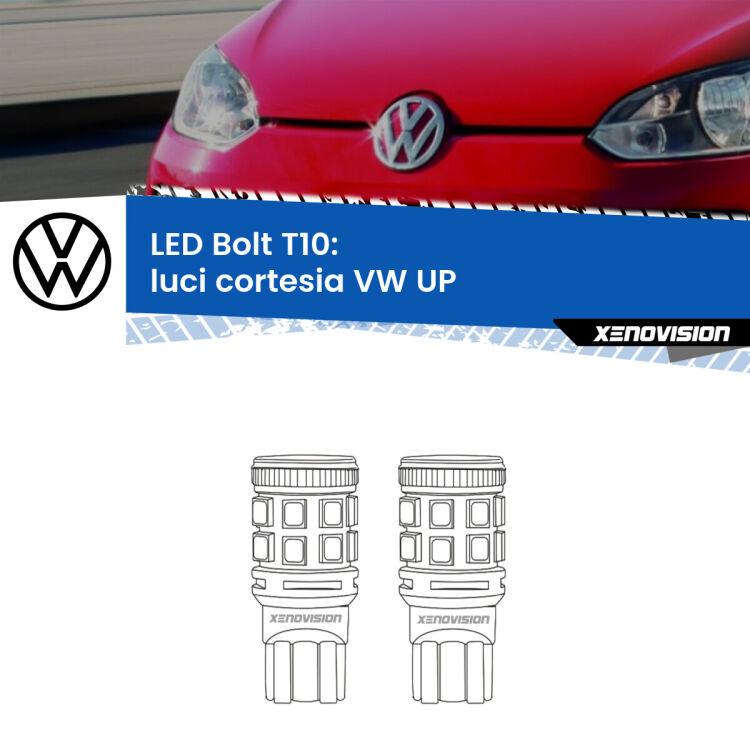 0 Luci Cortesia LED VW UP  col tettuccio: T10 Bolt <strong>Luci Cortesia LED per VW UP</strong>  col tettuccio. Coppia lampade <strong>T10</strong> modello Bolt canbus.