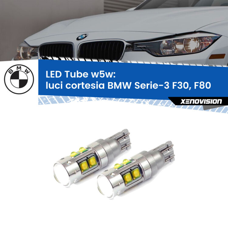 0 Luci Cortesia LED W5W BMW Serie-3 F30, F80 posteriori W5W Tube <strong>Luci Cortesia LED 6000k per BMW Serie-3</strong> F30, F80 posteriori. Lampadine <strong>W5W</strong> canbus modello Tube, luce bianco lunare, lunga durata e compatibilità.