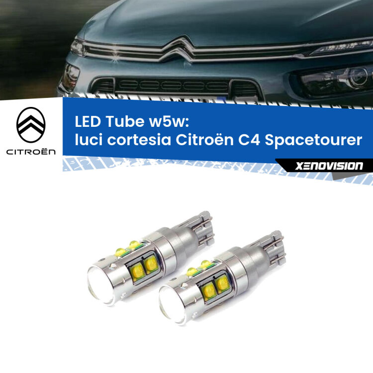 0 Luci Cortesia LED W5W Citroën C4 Spacetourer  Versione 1 W5W Tube <strong>Luci Cortesia LED 6000k per Citroën C4 Spacetourer</strong>  Versione 1. Lampadine <strong>W5W</strong> canbus modello Tube, luce bianco lunare, lunga durata e compatibilità.