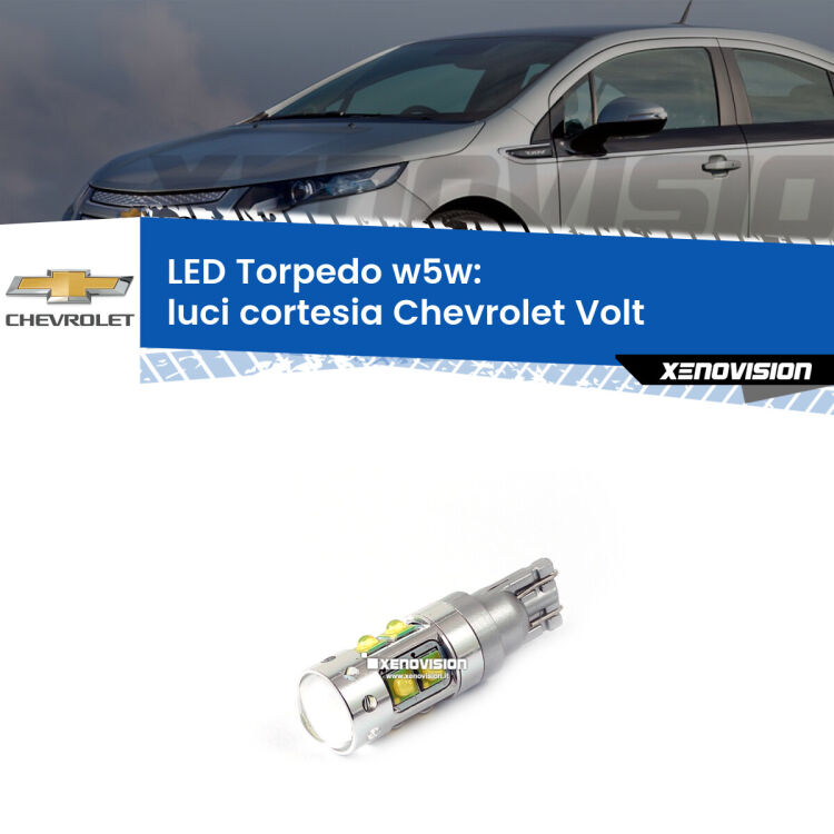 <strong>Luci Cortesia LED 6000k per Chevrolet Volt</strong>  2011 - 2019. Lampadine <strong>W5W</strong> canbus modello Torpedo.