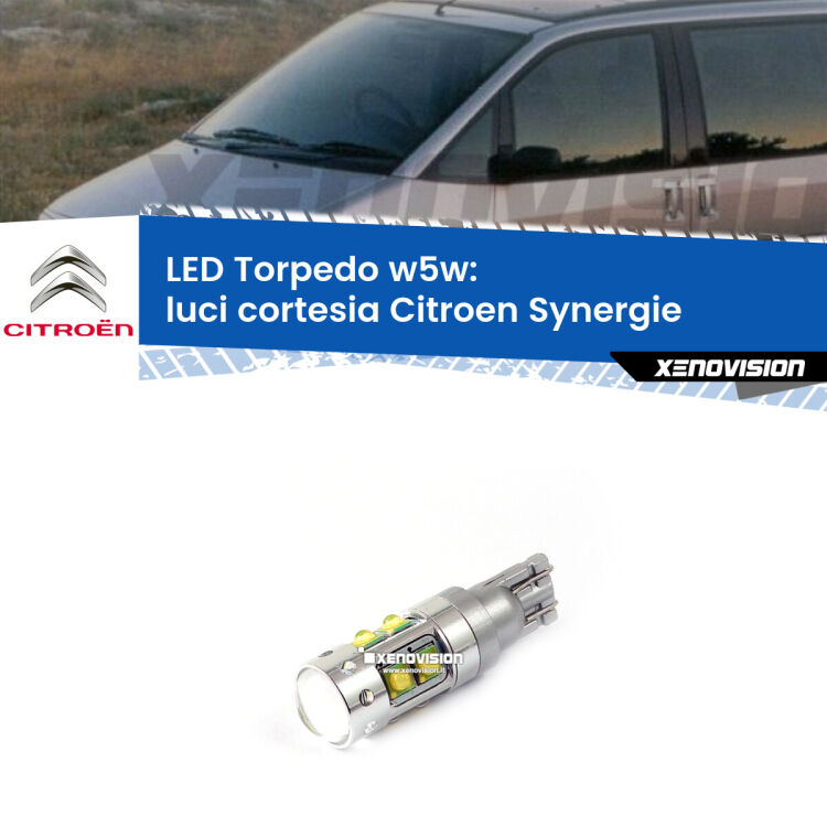 <strong>Luci Cortesia LED 6000k per Citroen Synergie</strong>  1994 - 2002. Lampadine <strong>W5W</strong> canbus modello Torpedo.