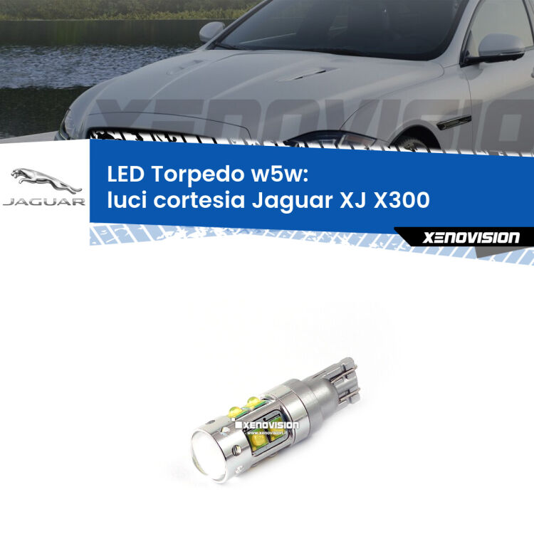 <strong>Luci Cortesia LED 6000k per Jaguar XJ</strong> X300 1994 - 1997. Lampadine <strong>W5W</strong> canbus modello Torpedo.