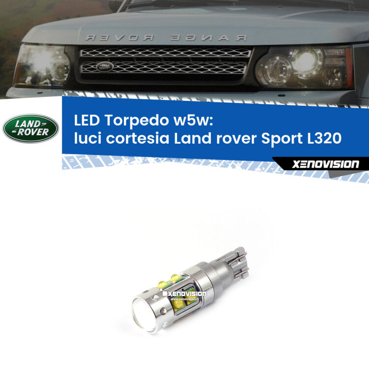 <strong>Luci Cortesia LED 6000k per Land rover Sport</strong> L320 2005 - 2013. Lampadine <strong>W5W</strong> canbus modello Torpedo.