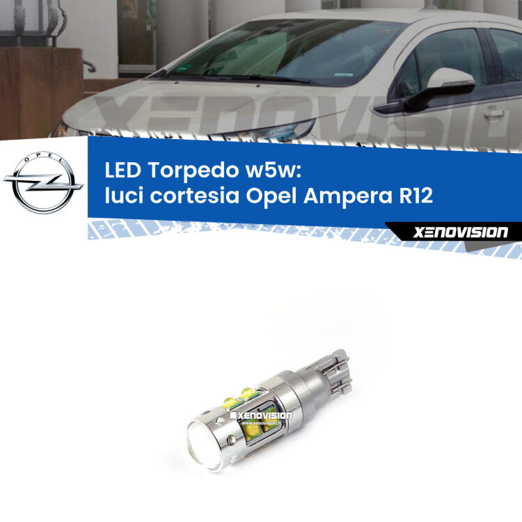 <strong>Luci Cortesia LED 6000k per Opel Ampera</strong> R12 2011 - 2015. Lampadine <strong>W5W</strong> canbus modello Torpedo.