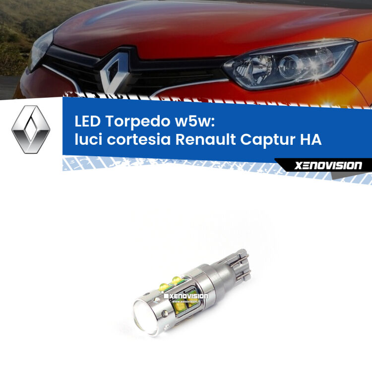 <strong>Luci Cortesia LED 6000k per Renault Captur</strong> HA 2016 - 2018. Lampadine <strong>W5W</strong> canbus modello Torpedo.