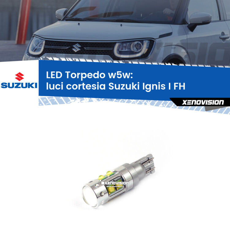 <strong>Luci Cortesia LED 6000k per Suzuki Ignis I</strong> FH 2000 - 2005. Lampadine <strong>W5W</strong> canbus modello Torpedo.