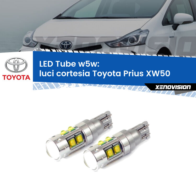 Luci Cortesia LED W5W Toyota Prius XW50 anteriori W5W Tube <strong>Luci Cortesia LED 6000k per Toyota Prius</strong> XW50 anteriori. Lampadine <strong>W5W</strong> canbus modello Tube, luce bianco lunare, lunga durata e compatibilità.
