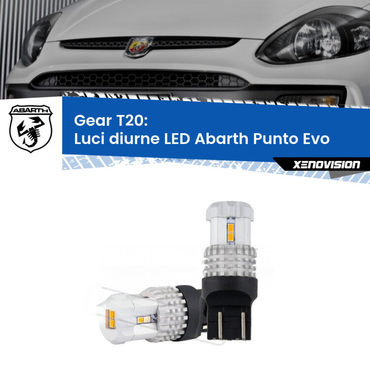 0 Luci diurne LED Abarth Punto Evo 2010 - 2014: T20 Bolt <strong>LED T20 </strong><strong>Luci diurne</strong> <strong>Abarth</strong> <strong>Punto Evo </strong> 2010 - 2014. Coppia LED effetto Stealth, ottima resa in ogni direzione, Qualità Massima.