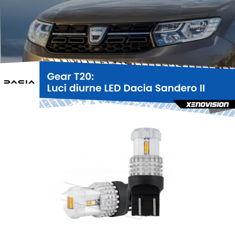 0 Luci diurne LED Dacia Sandero II 2012 in poi: T20 Bolt <strong>LED T20 </strong><strong>Luci diurne</strong> <strong>Dacia</strong> <strong>Sandero II </strong> 2012 in poi. Coppia LED effetto Stealth, ottima resa in ogni direzione, Qualità Massima.