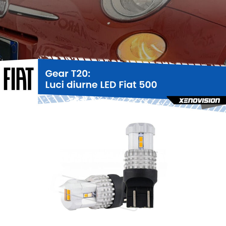 0 Luci diurne LED Fiat 500  prima serie: T20 Bolt <strong>LED T20 </strong><strong>Luci diurne</strong> <strong>Fiat</strong> <strong>500 </strong> prima serie. Coppia LED effetto Stealth, ottima resa in ogni direzione, Qualità Massima.