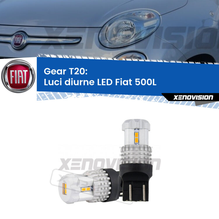 <strong>LED T20 </strong><strong>Luci diurne</strong> <strong>Fiat</strong> <strong>500L </strong> 2012 - 2017. Coppia LED effetto Stealth, ottima resa in ogni direzione, Qualità Massima.