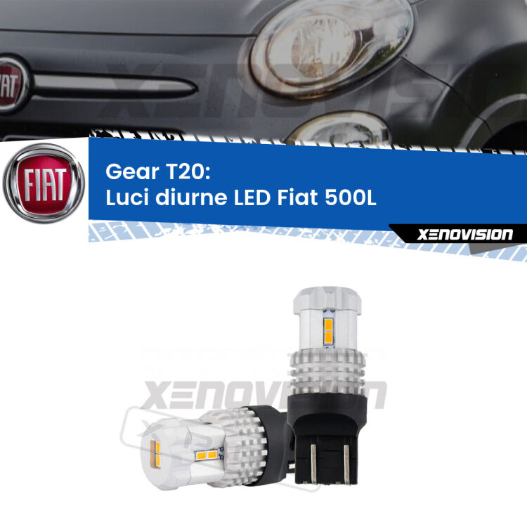 <strong>LED T20 </strong><strong>Luci diurne</strong> <strong>Fiat</strong> <strong>500L </strong> 2017 - 2022. Coppia LED effetto Stealth, ottima resa in ogni direzione, Qualità Massima.