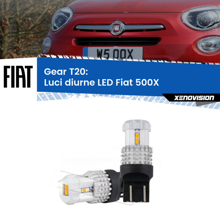 0 Luci diurne LED Fiat 500X  restyling: T20 Bolt <strong>LED T20 </strong><strong>Luci diurne</strong> <strong>Fiat</strong> <strong>500X </strong> restyling. Coppia LED effetto Stealth, ottima resa in ogni direzione, Qualità Massima.