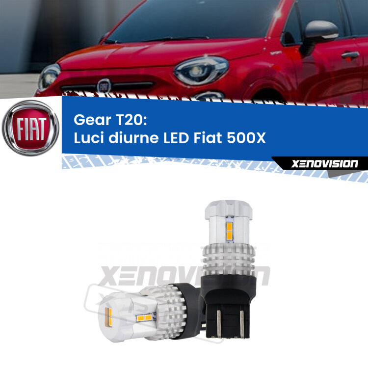<strong>LED T20 </strong><strong>Luci diurne</strong> <strong>Fiat</strong> <strong>500X </strong> restyling. Coppia LED effetto Stealth, ottima resa in ogni direzione, Qualità Massima.