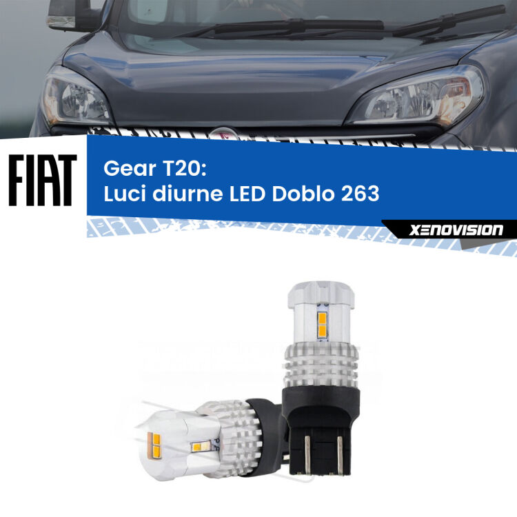 0 Luci diurne LED Fiat Doblo 263 2010 - 2016: T20 Bolt <strong>LED T20 </strong><strong>Luci diurne</strong> <strong>Fiat</strong> <strong>Doblo </strong>(263) 2010 - 2016. Coppia LED effetto Stealth, ottima resa in ogni direzione, Qualità Massima.