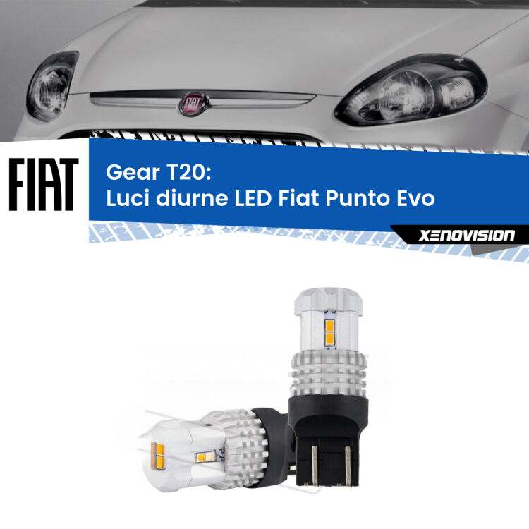 0 Luci diurne LED Fiat Punto Evo  2009 - 2015: T20 Bolt <strong>LED T20 </strong><strong>Luci diurne</strong> <strong>Fiat</strong> <strong>Punto Evo </strong> 2009 - 2015. Coppia LED effetto Stealth, ottima resa in ogni direzione, Qualità Massima.