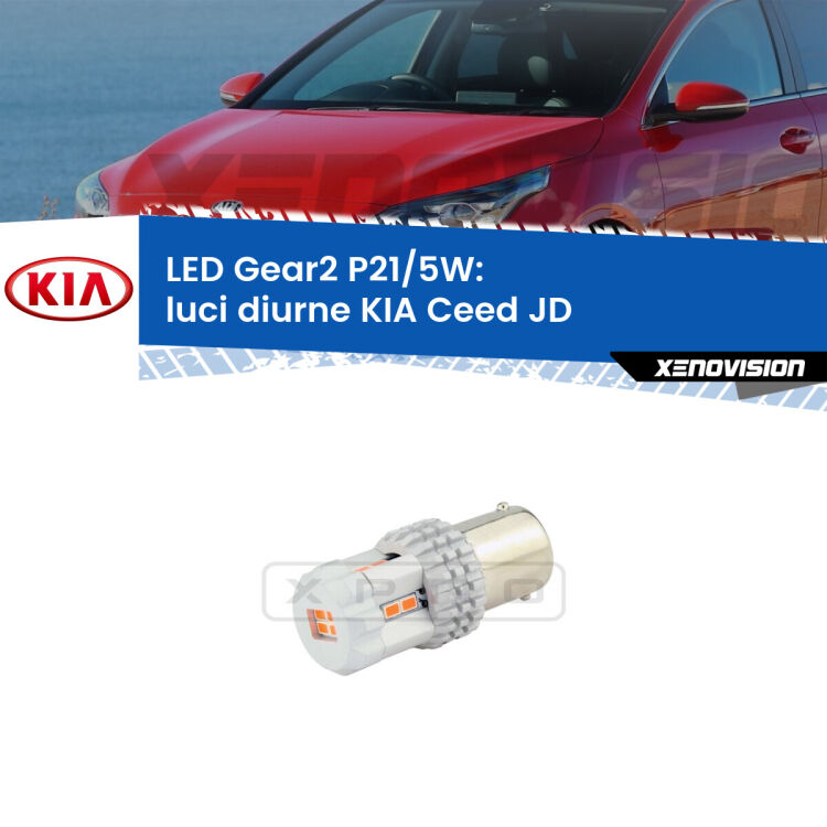 <strong>Luci diurne LED no-spie per KIA Ceed</strong> JD 2012 - 2017. Una lampada <strong>P21/5W</strong> modello Gear da Xenovision.