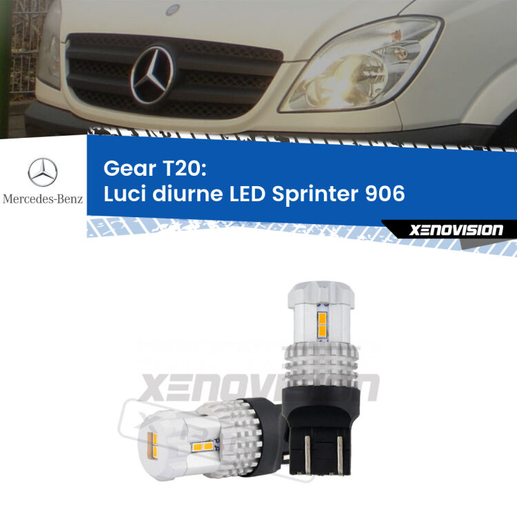 <strong>LED T20 </strong><strong>Luci diurne</strong> <strong>Mercedes</strong> <strong>Sprinter </strong>(906) 2013 - 2018. Coppia LED effetto Stealth, ottima resa in ogni direzione, Qualità Massima.