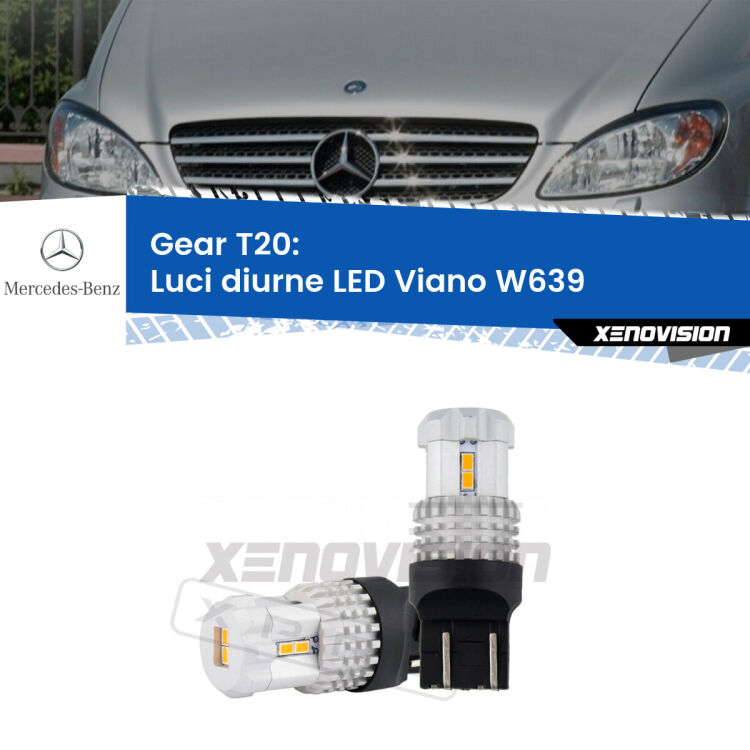 <strong>LED T20 </strong><strong>Luci diurne</strong> <strong>Mercedes</strong> <strong>Viano </strong>(W639) 2011 - 2007. Coppia LED effetto Stealth, ottima resa in ogni direzione, Qualità Massima.