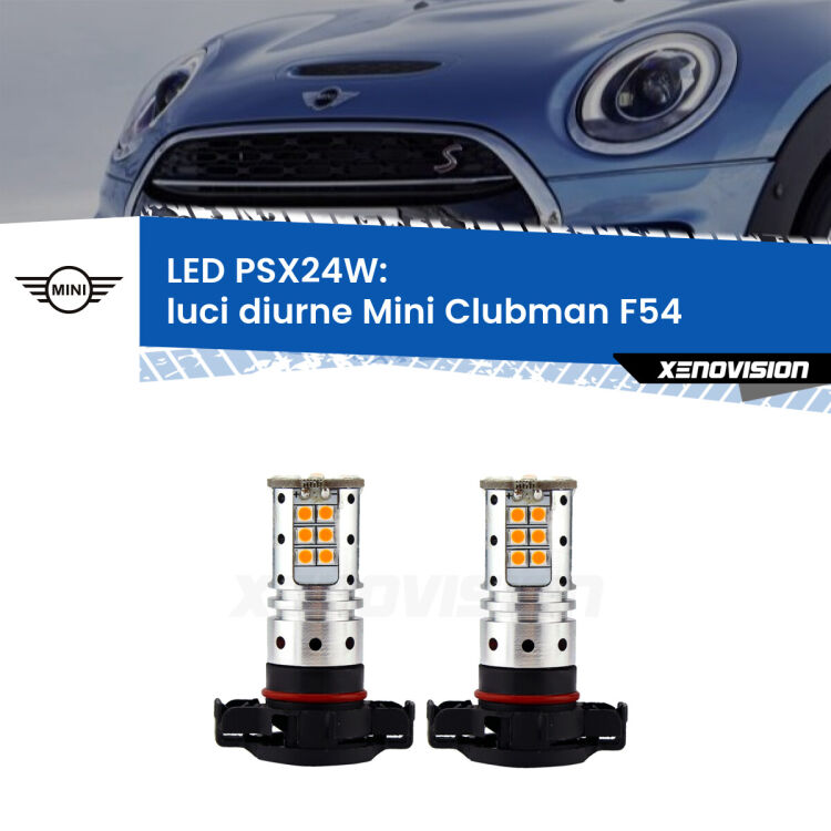 0 Luci diurne LED Mini Clubman F54 2014 - 2019: PSX24W <strong>LED per luci diurne Mini Clubman</strong> F54 2014 - 2019. Coppia lampade <strong>PSX24W</strong> Canbus da Xenovision.