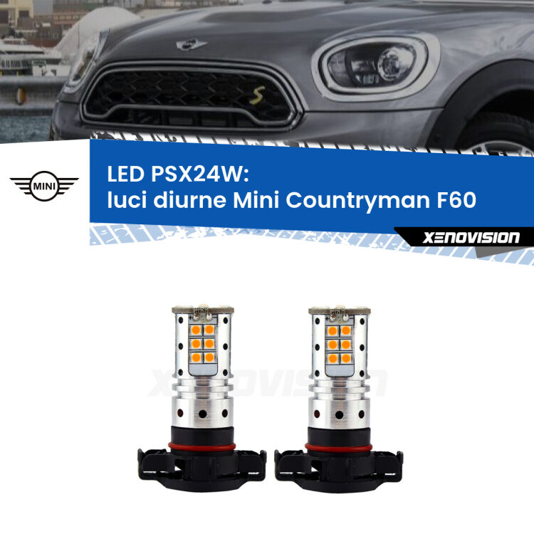 0 Luci diurne LED Mini Countryman F60 2016 - 2019: PSX24W <strong>LED per luci diurne Mini Countryman</strong> F60 2016 - 2019. Coppia lampade <strong>PSX24W</strong> Canbus da Xenovision.