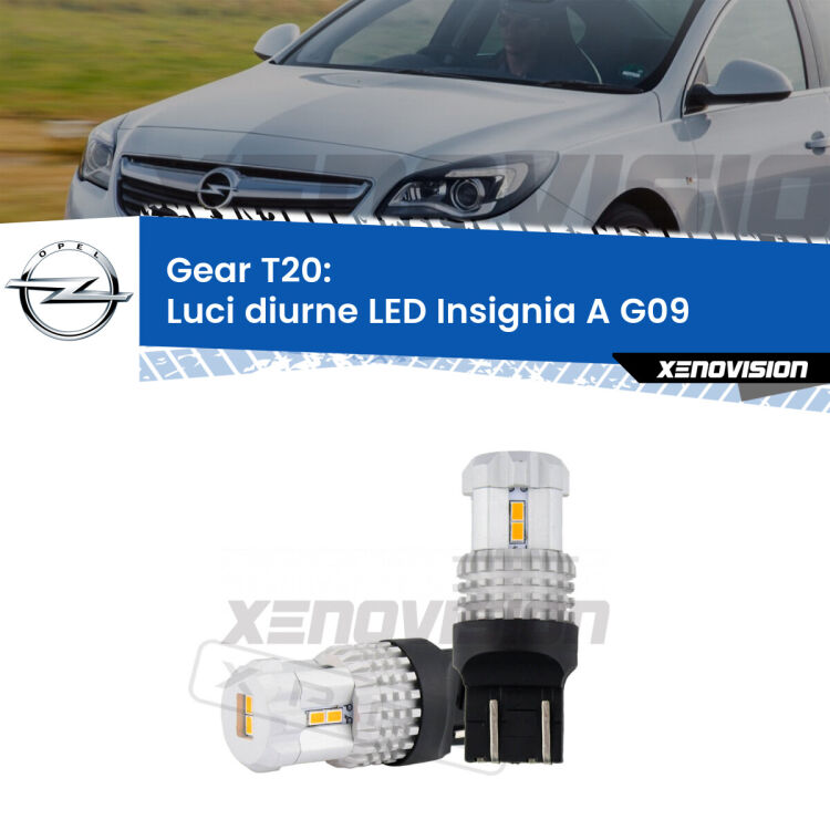 <strong>LED T20 </strong><strong>Luci diurne</strong> <strong>Opel</strong> <strong>Insignia A </strong>(G09) 2008 - 2013. Coppia LED effetto Stealth, ottima resa in ogni direzione, Qualità Massima.