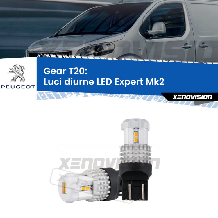 <strong>LED T20 </strong><strong>Luci diurne</strong> <strong>Peugeot</strong> <strong>Expert </strong>(Mk2) 2007 - 2015. Coppia LED effetto Stealth, ottima resa in ogni direzione, Qualità Massima.