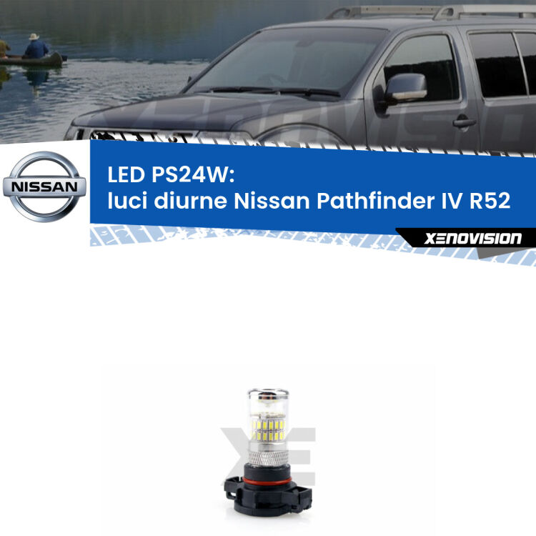 <strong>Luci diurne LED per Nissan Pathfinder IV</strong> R52 2012 in poi. Lampada <strong>PS24W</strong> 6000k modello Gear.