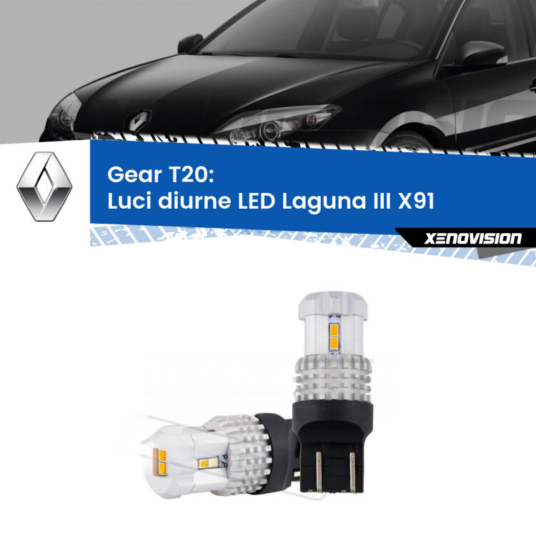 0 Luci diurne LED Renault Laguna III X91 2010 - 2015: T20 Bolt <strong>LED T20 </strong><strong>Luci diurne</strong> <strong>Renault</strong> <strong>Laguna III </strong>(X91) 2010 - 2015. Coppia LED effetto Stealth, ottima resa in ogni direzione, Qualità Massima.