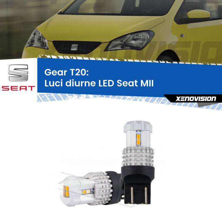 0 Luci diurne LED Seat MII  2011 - 2021: T20 Bolt <strong>LED T20 </strong><strong>Luci diurne</strong> <strong>Seat</strong> <strong>MII </strong> 2011 - 2021. Coppia LED effetto Stealth, ottima resa in ogni direzione, Qualità Massima.