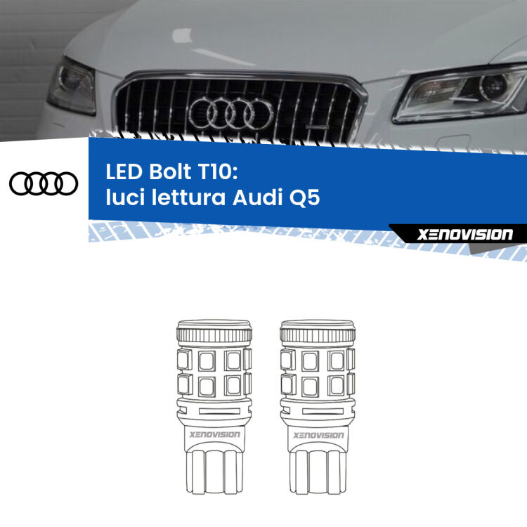 0 Luci Lettura LED Audi Q5 2008 - 2017: T10 Bolt <strong>Luci Lettura LED per Audi Q5</strong> 2008 - 2017. Coppia lampade <strong>T10</strong> modello Bolt canbus.