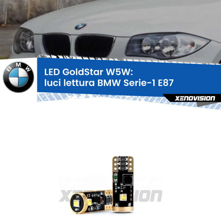 <strong>Luci Lettura LED BMW Serie-1</strong> E87 2003 - 2012: ottima luminosità a 360 gradi. Si inseriscono ovunque. Canbus, Top Quality.