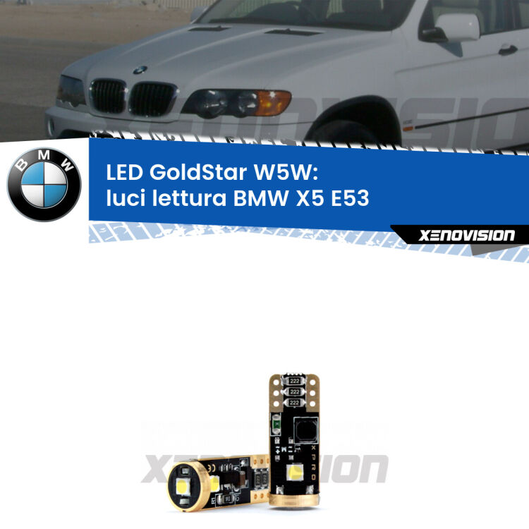 <strong>Luci Lettura LED BMW X5</strong> E53 1999 - 2005: ottima luminosità a 360 gradi. Si inseriscono ovunque. Canbus, Top Quality.