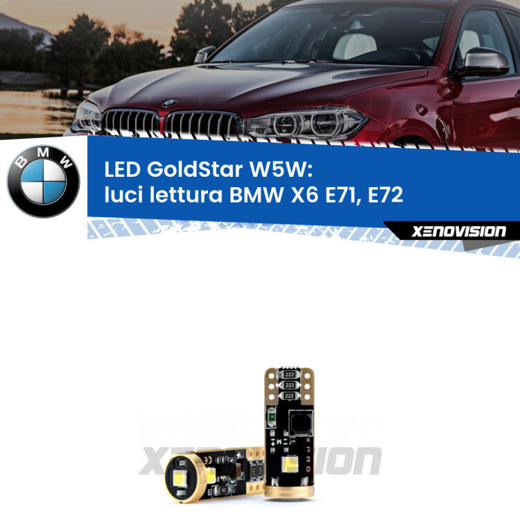 <strong>Luci Lettura LED BMW X6</strong> E71, E72 2008 - 2014: ottima luminosità a 360 gradi. Si inseriscono ovunque. Canbus, Top Quality.