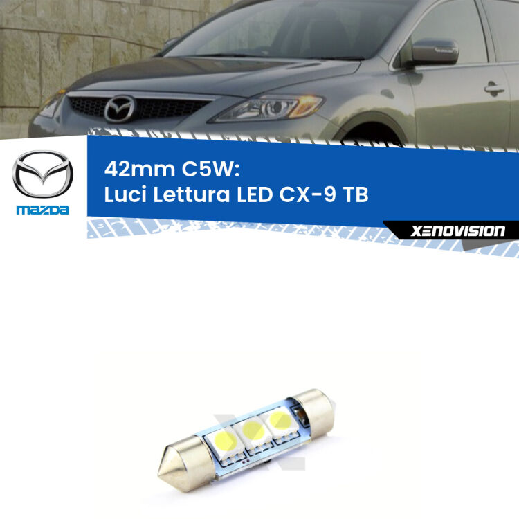Lampadina eccezionalmente duratura, canbus e luminosa. C5W 42mm perfetto per Luci Lettura LED Mazda CX-9 (TB) 2006 - 2015<br />.