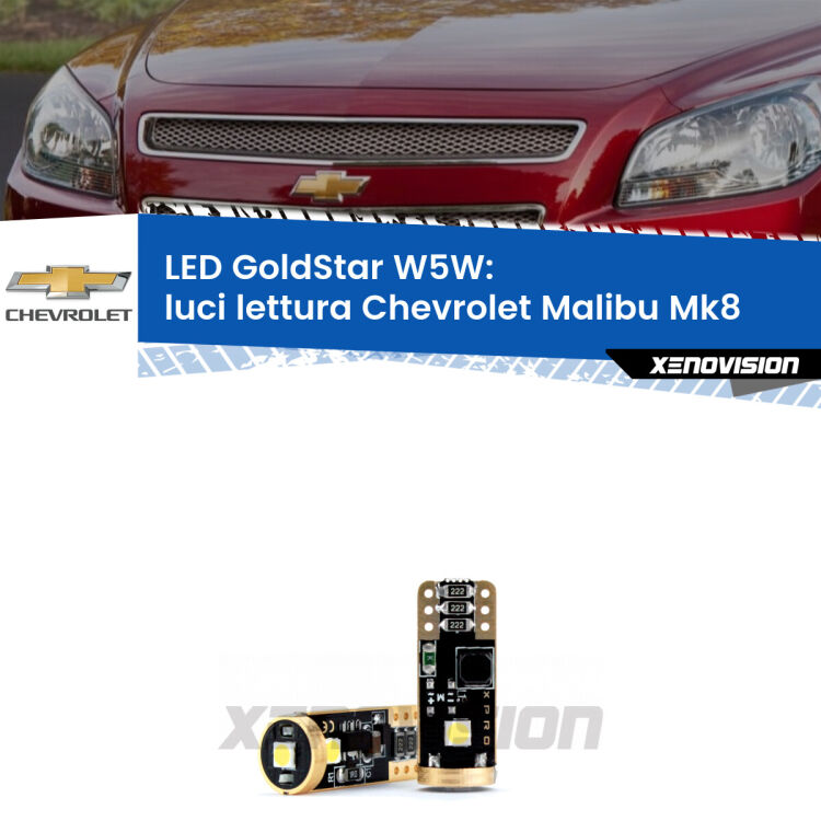 <strong>Luci Lettura LED Chevrolet Malibu</strong> Mk8 posteriori: ottima luminosità a 360 gradi. Si inseriscono ovunque. Canbus, Top Quality.