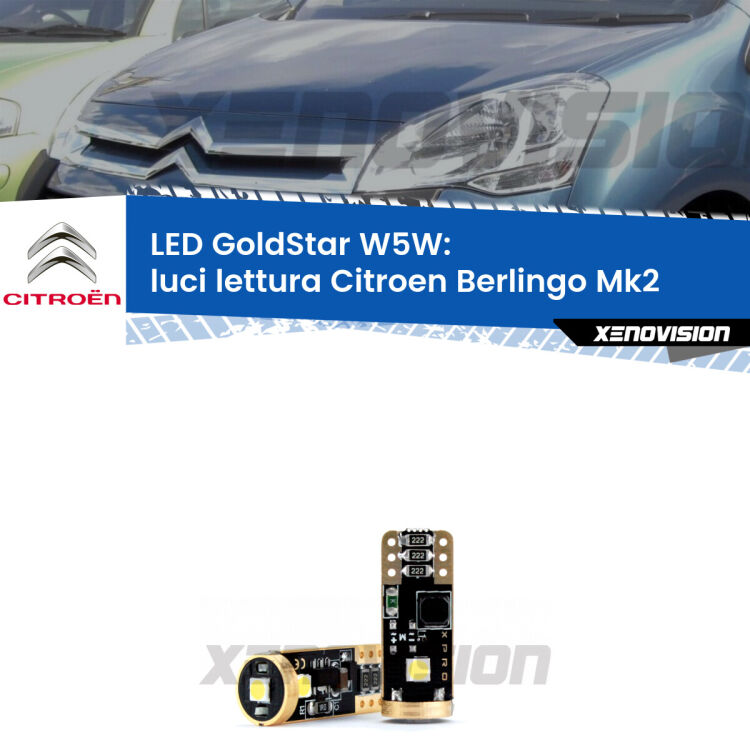 <strong>Luci Lettura LED Citroen Berlingo</strong> Mk2 2008 - 2017: ottima luminosità a 360 gradi. Si inseriscono ovunque. Canbus, Top Quality.
