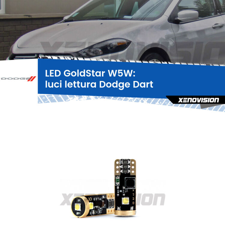 <strong>Luci Lettura LED Dodge Dart</strong>  2012 in poi: ottima luminosità a 360 gradi. Si inseriscono ovunque. Canbus, Top Quality.