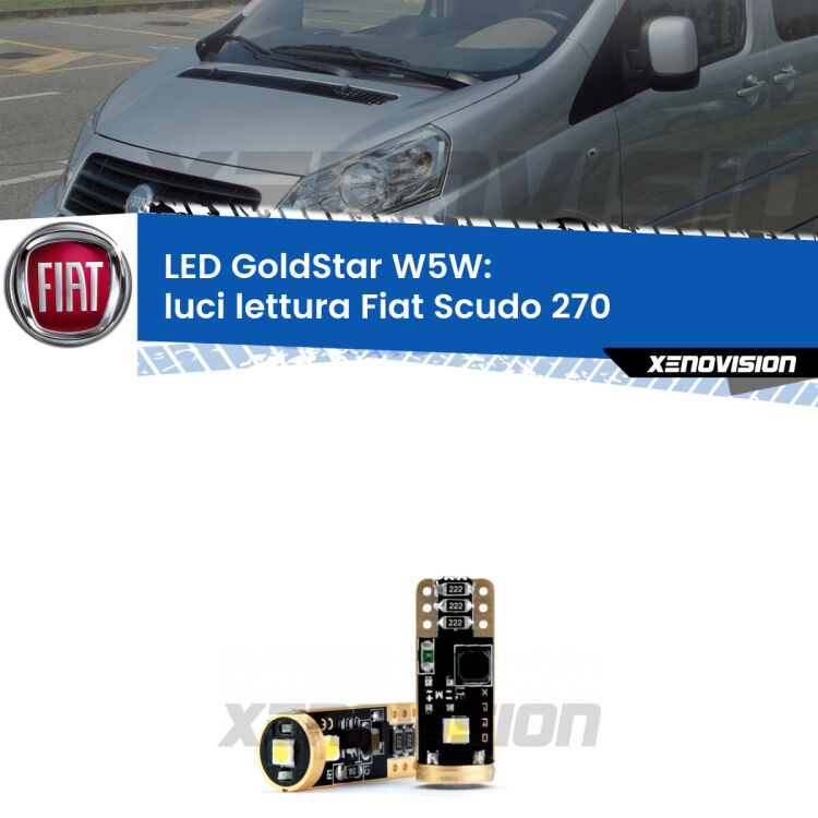 <strong>Luci Lettura LED Fiat Scudo</strong> 270 2007 - 2016: ottima luminosità a 360 gradi. Si inseriscono ovunque. Canbus, Top Quality.