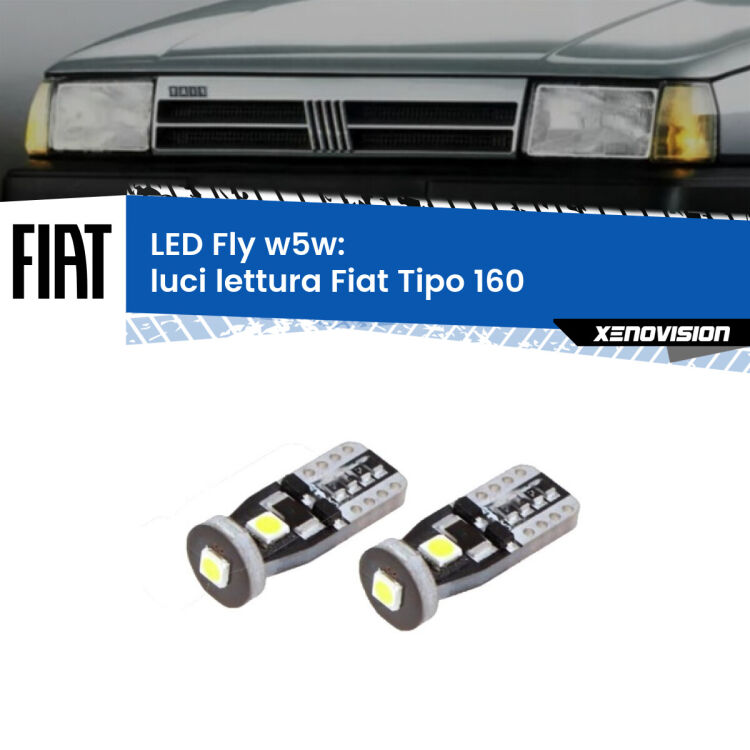 0 Luci Lettura LED Fiat Tipo 160 1987 - 1996: W5W Fly <strong>luci lettura LED per Fiat Tipo</strong> 160 1987 - 1996. Coppia lampadine <strong>w5w</strong> Canbus compatte modello Fly Xenovision.