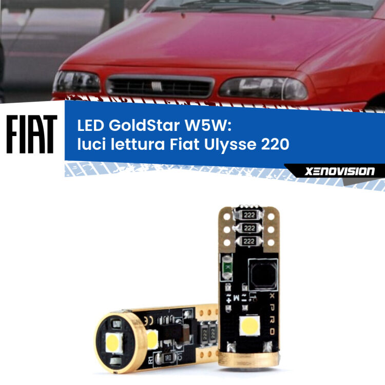 0 Luci Lettura LED Fiat Ulysse 220 1994 - 2002: T10 GoldStar <strong>Luci Lettura LED Fiat Ulysse</strong> 220 1994 - 2002: ottima luminosità a 360 gradi. Si inseriscono ovunque. Canbus, Top Quality.